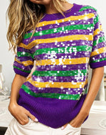 Clothes MARDI GRAS Clear Sequin Sweater