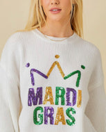 Clothes MARDI GRAS QUEEN SEQUIN EMBROIDERED CROP SWEATER