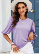 Bubble Sleeve Ribbed Top