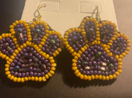 Purple / Gold Small Paw Earrings