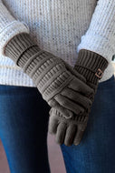 WINTER- Gray Suede Patch Knitted  Gloves