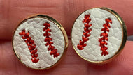Baseball Leather Embroidered Stud Earrings