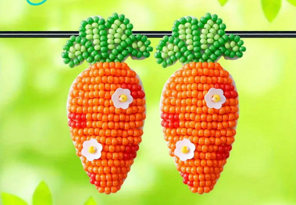 Easter Carrots Seedbead Earrings