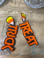 HALLOWEEN CANDY CORN TRICK OR TREAT EARRINGS