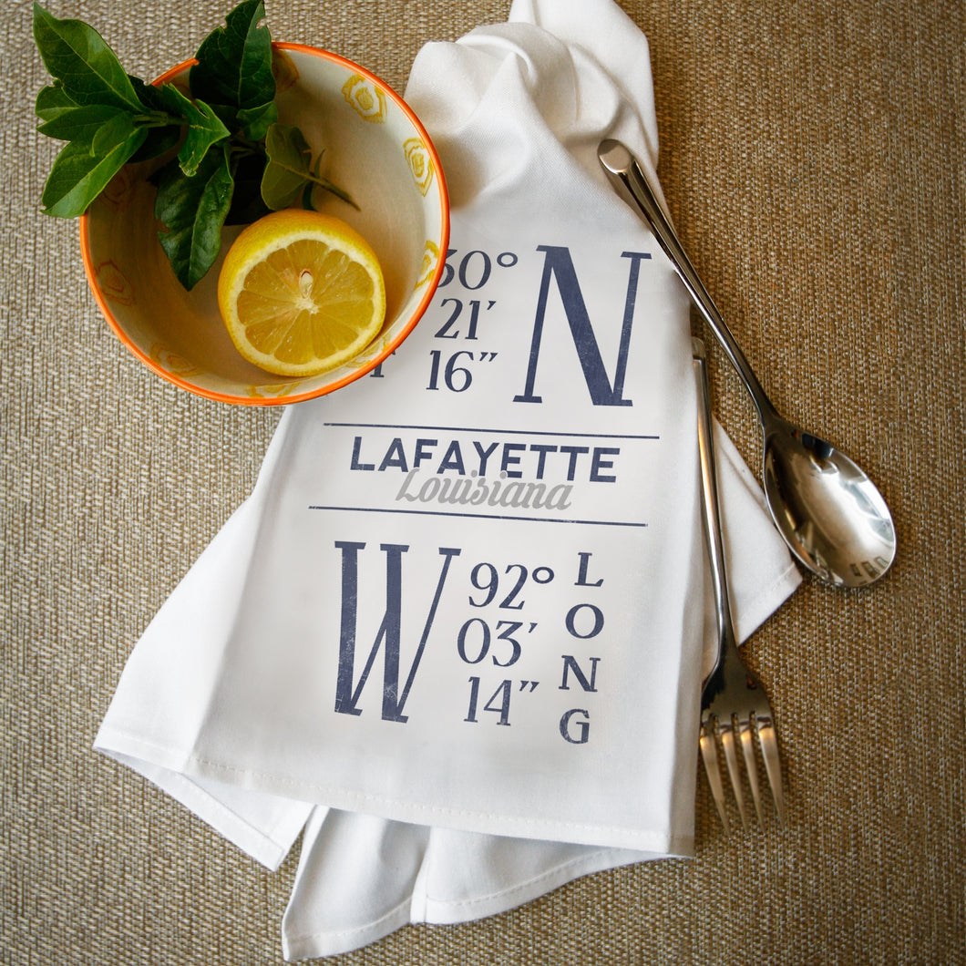 Louisiana Latitude & Longitude Towel Blue