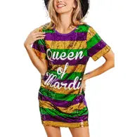 Clothes MARDI GRAS Printed Color Block Sequin Dress