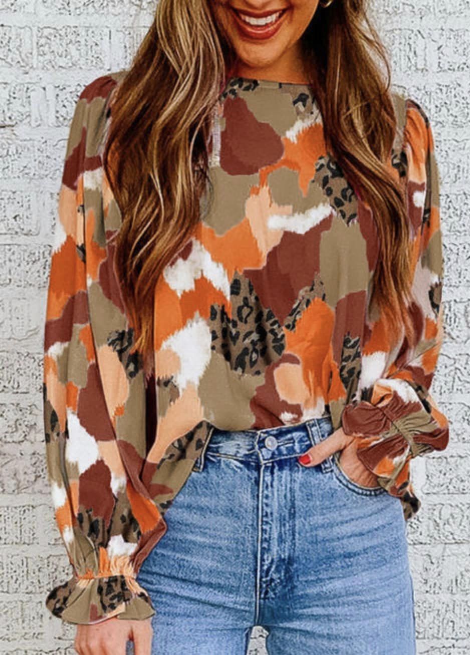 Clothes Printed Long Sleeve Blouse