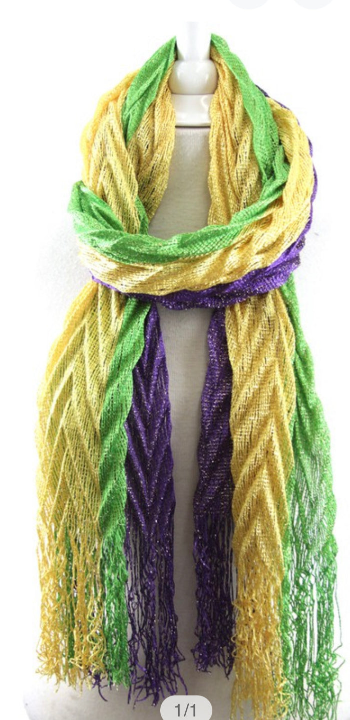 MARDI GRAS - Gold threaded Scarf