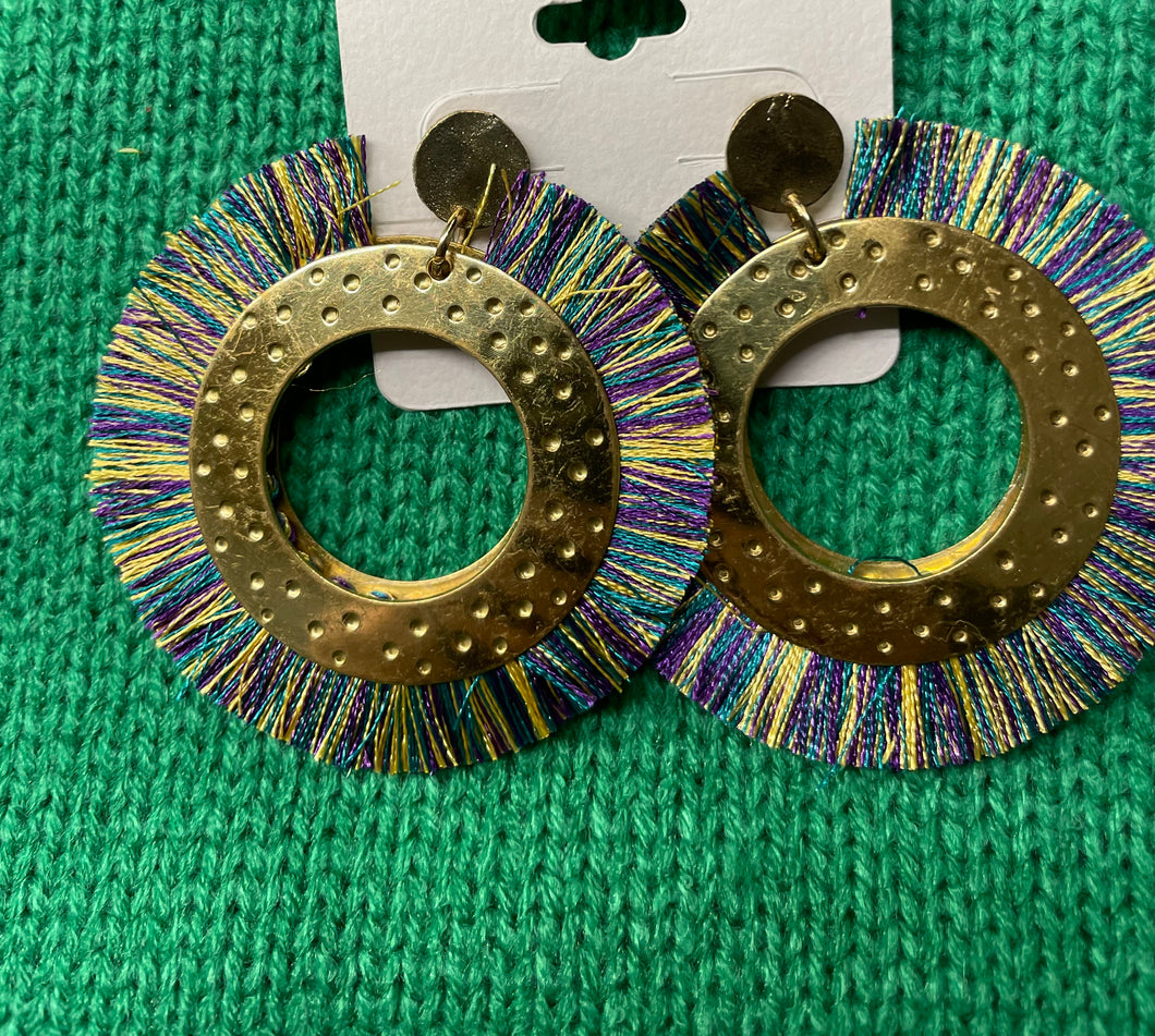 Earrings MARDI GRAS- Tassel Ring Disc