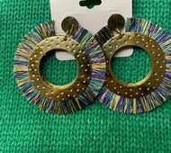 Earrings MARDI GRAS- Tassel Ring Disc